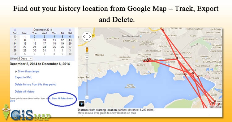 Find out your location from Google Map Track, Export and Delete. -