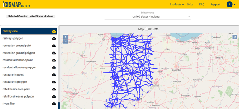 Download Indiana Counties GIS data - United States - Railways, Highway