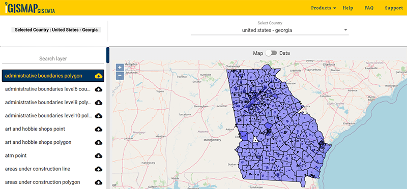 United States - Georgia Gis Data- shapefile, boundary, Counties 