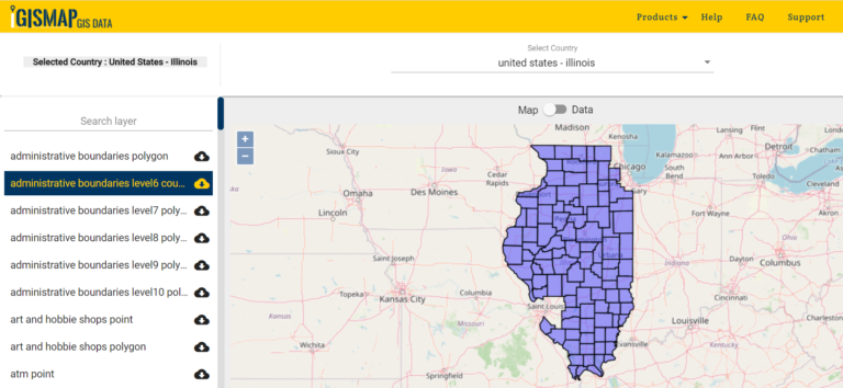 Download Illinois Counties GIS Data - United States - Railway, Highway ...