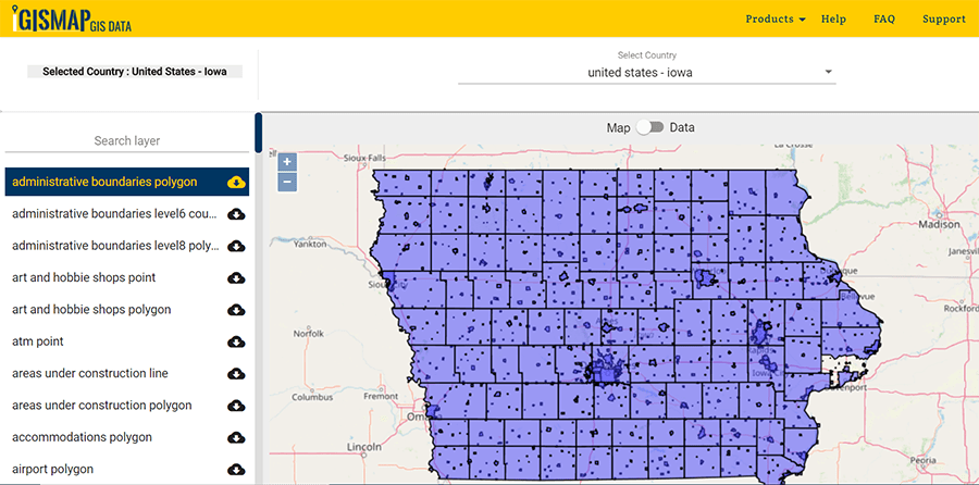 Download Iowa U.S. State GIS Data Counties, boundaries