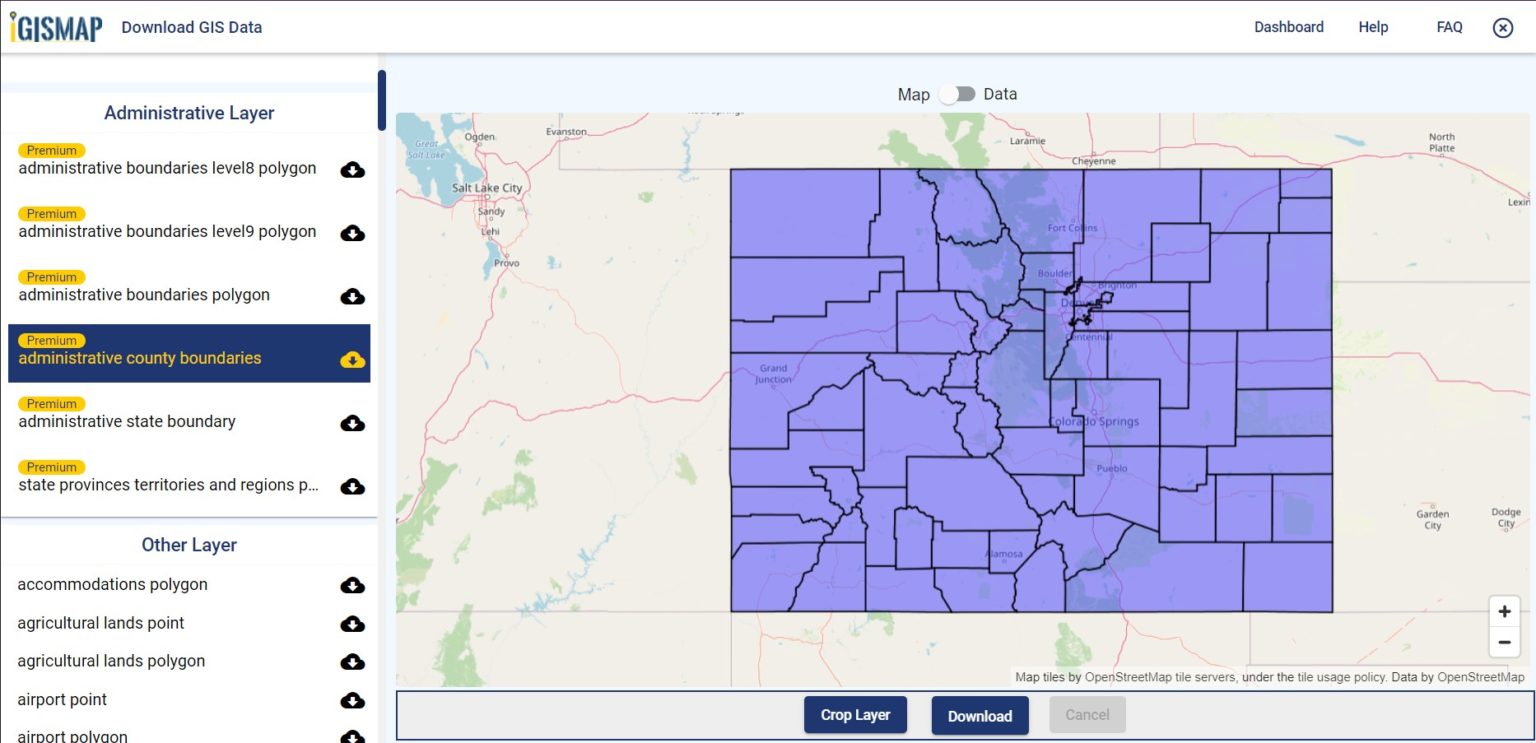 Colorado GIS data Shapefile, Administrative boundary, polygon, county