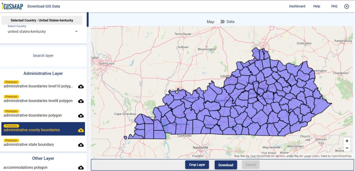 Download Kentucky State GIS Maps - Boundary, Counties, Rail, Highway