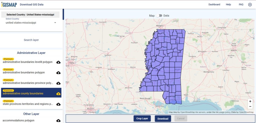 Pearl River County Gis Download Mississippi State Gis Maps - Counties, Rail, Highway, Shapefile -