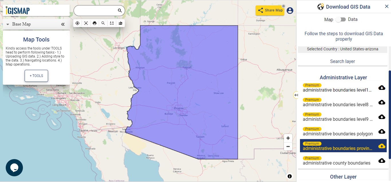 Arizona County Gis Data Shapefile Kml Administrative Boundary