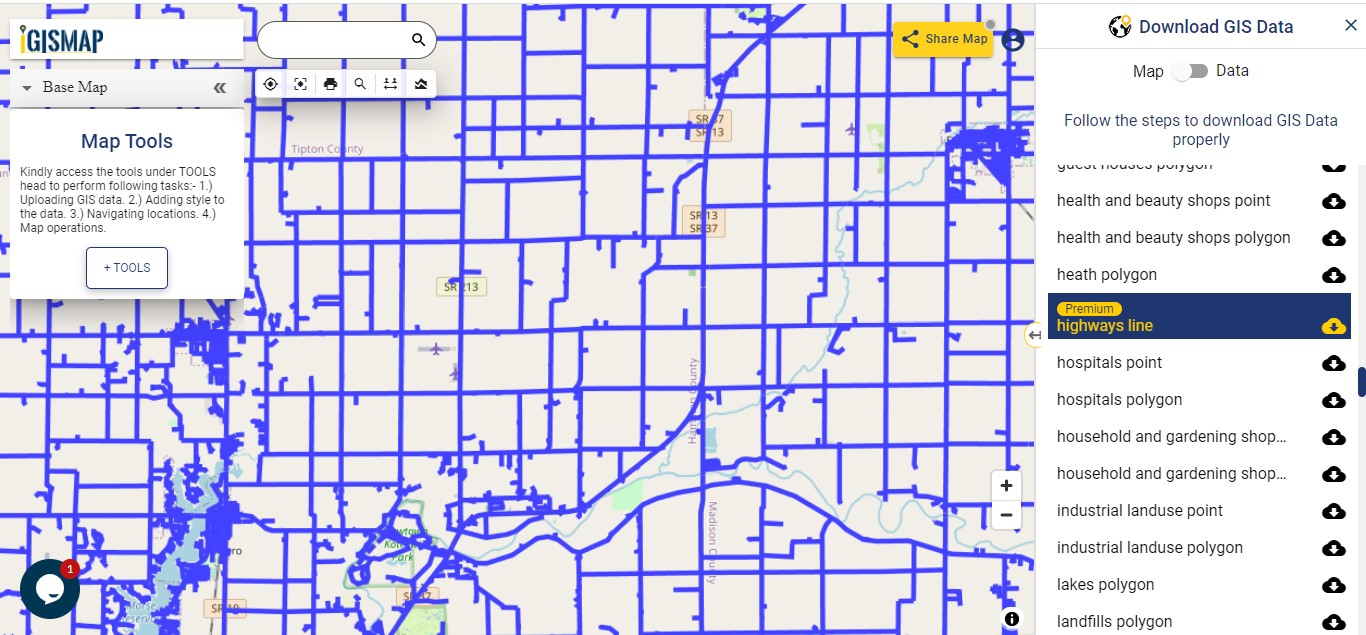 Download Indiana Counties GIS data - United States - Railways, Highway 