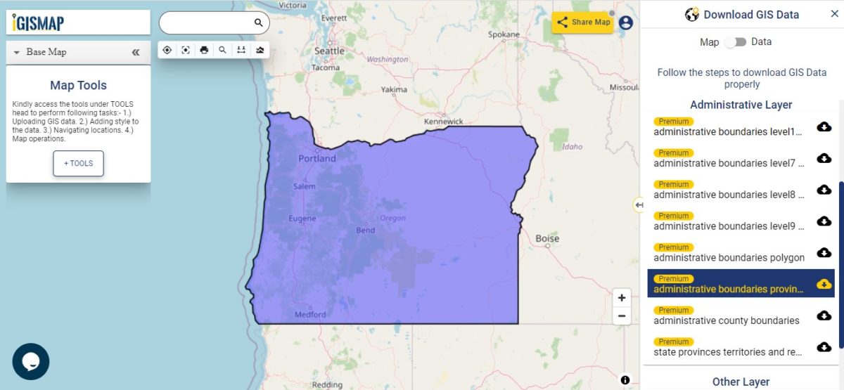 Download Oregon State GIS Maps – Boundary, Counties, Rail, Highway