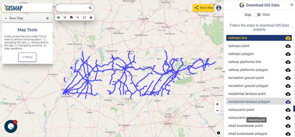 Download Tennessee State Gis Maps Boundary Counties Rail Highway