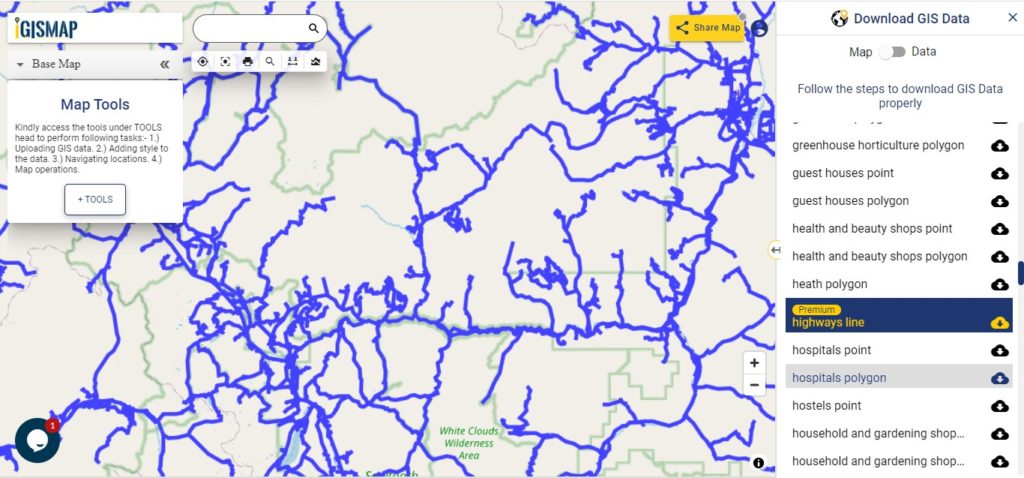 Download United States - Idaho Counties Shapefile, Highway, Railway Line