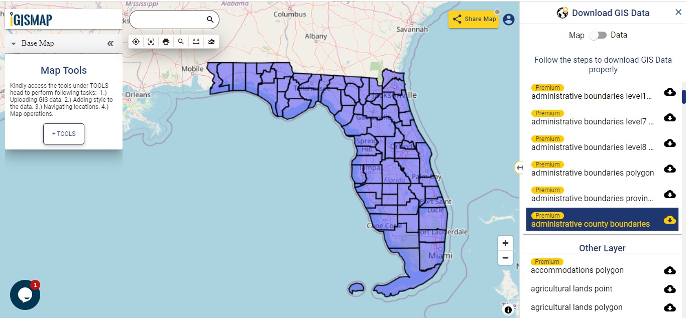 Florida Gis Data - Shapefile, Administrative Boundary, Polygon, County 