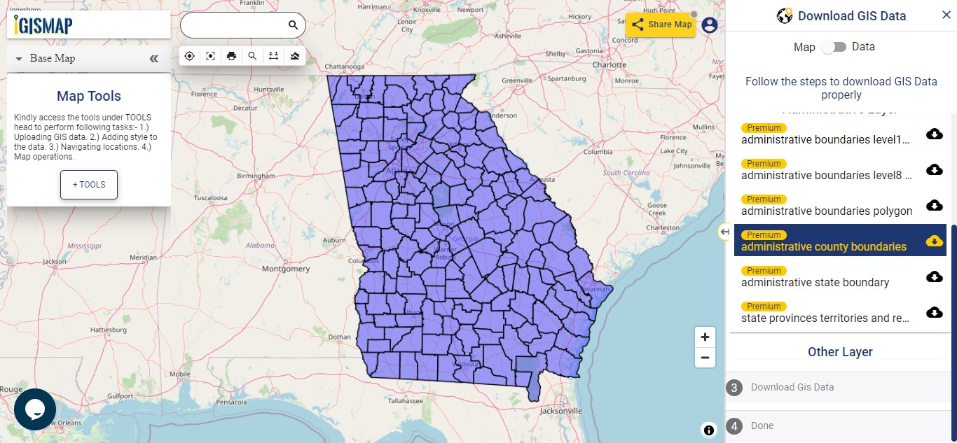 United States - Georgia GIS Data- shapefile, boundary, Counties 