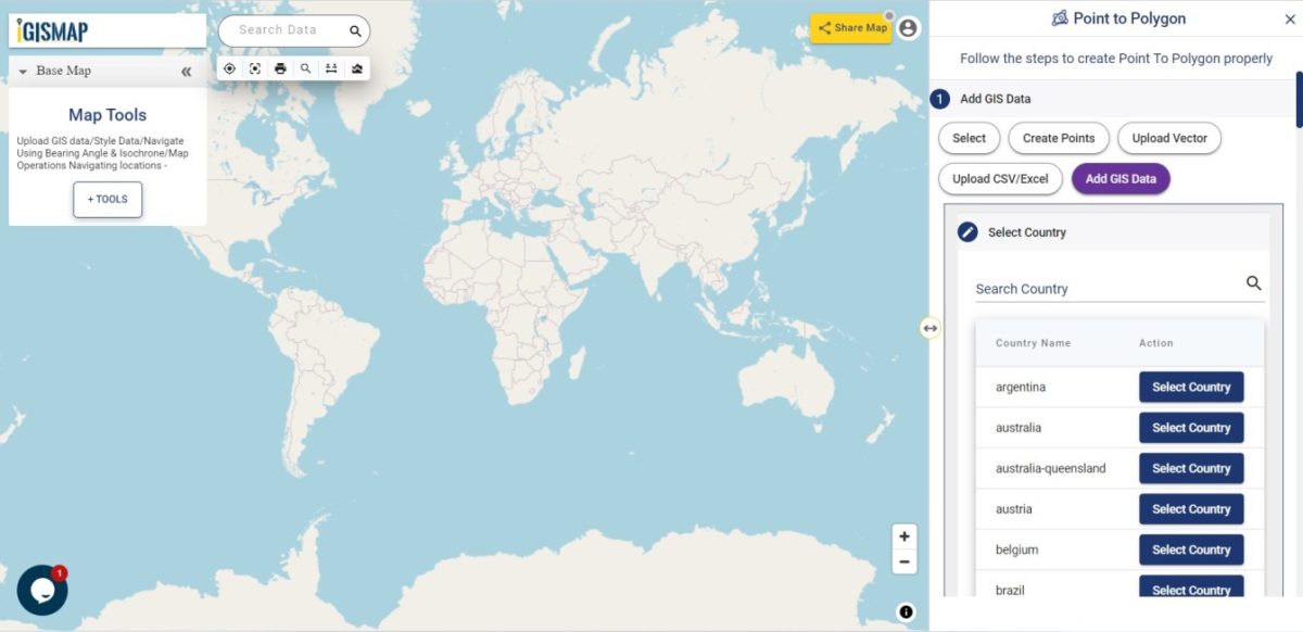 Online conversion of GIS points to polygon