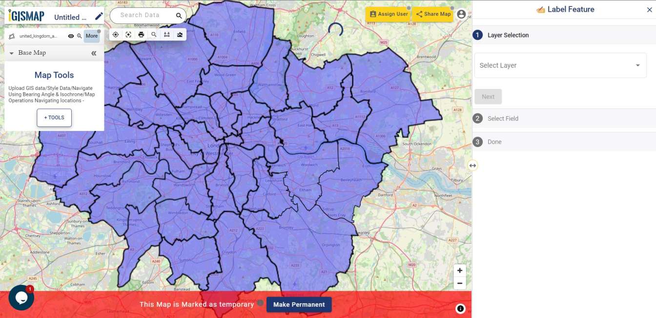 Add GIS data from IGISMap and label each feature