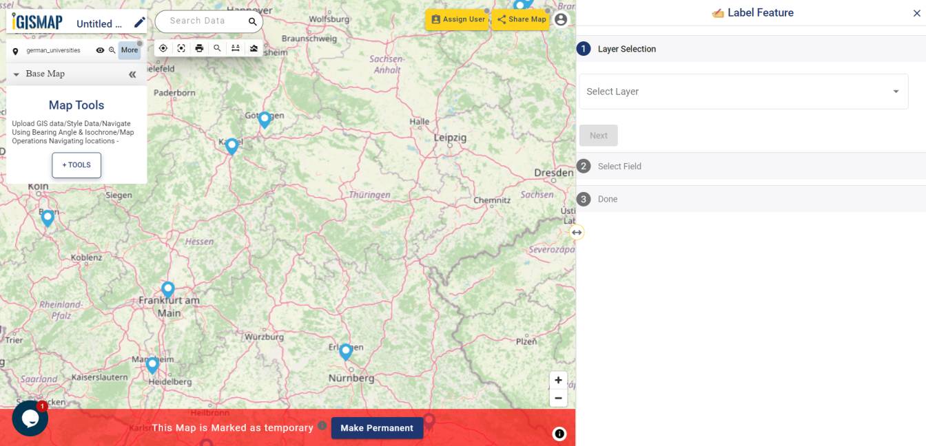 Upload GIS data and label the features - IGISMap Tool