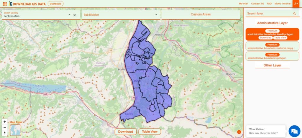Liechtenstein Municipality Boundaries