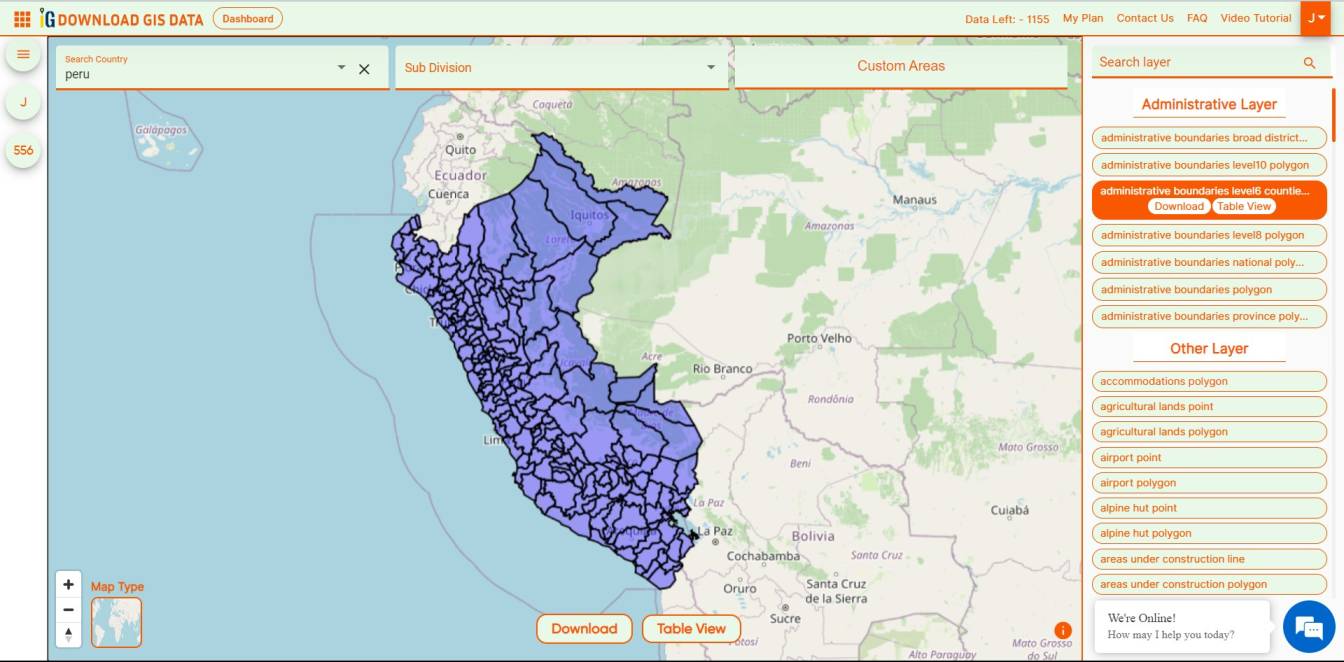 Download Peru Administrative Boundary Shapefiles – National, Regions ...