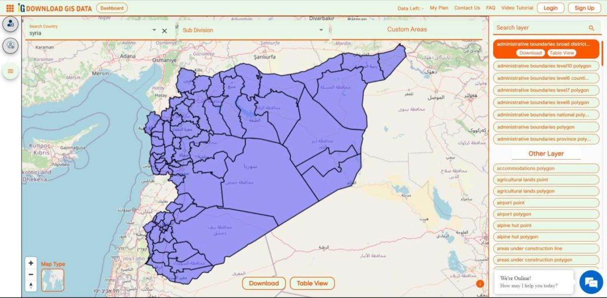 Download Syria Administrative Boundary Shapefiles – National , Province ...