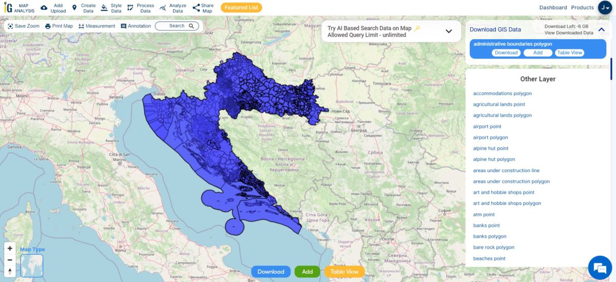 Download Croatia Administrative Boundary GIS Data Shapefiles County