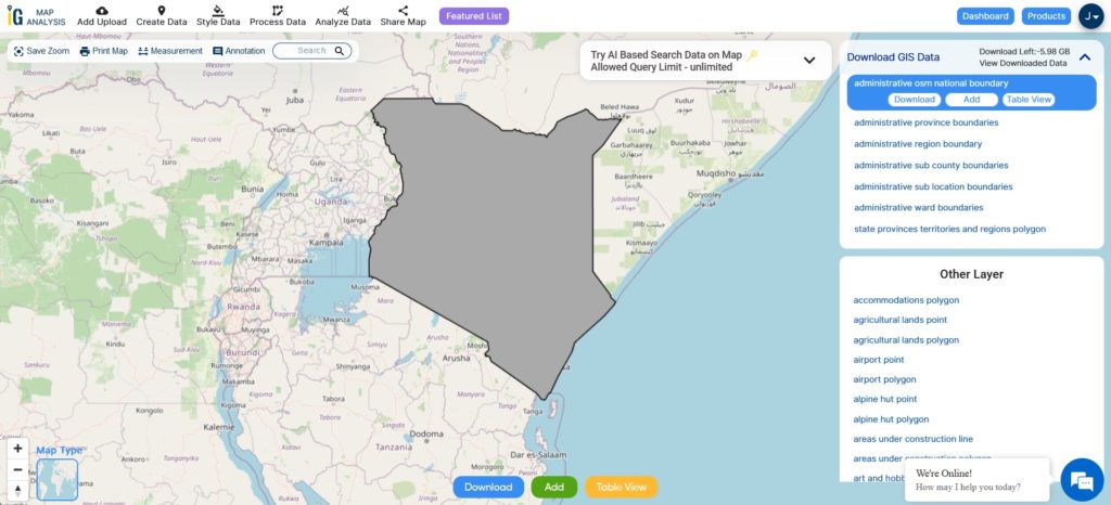 Kenya National Boundary shapefile