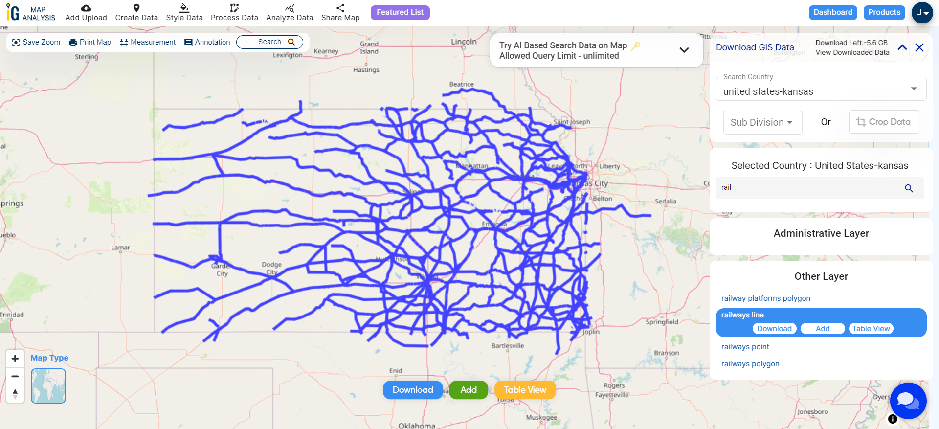 Download Kansas State Gis Data Counties Boundary Rail Highway Line Shapefile 3243