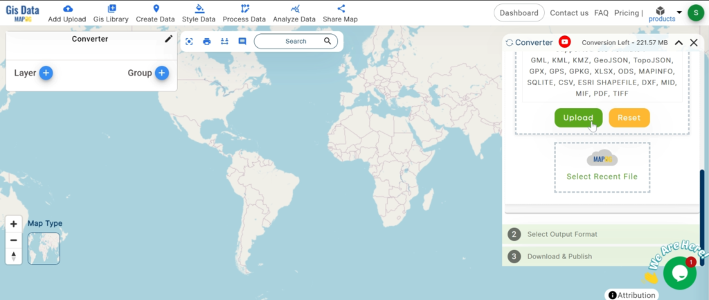 Converting KMZ to KML with MAPOG: data upload