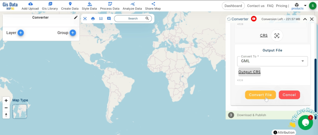 Converting KMZ to KML with MAPOG: Run Convert File button