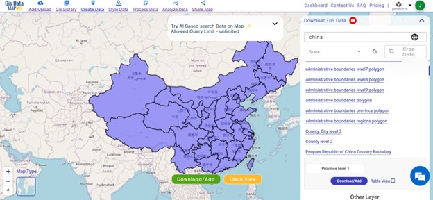 Download China Administrative Boundary GIS Data
