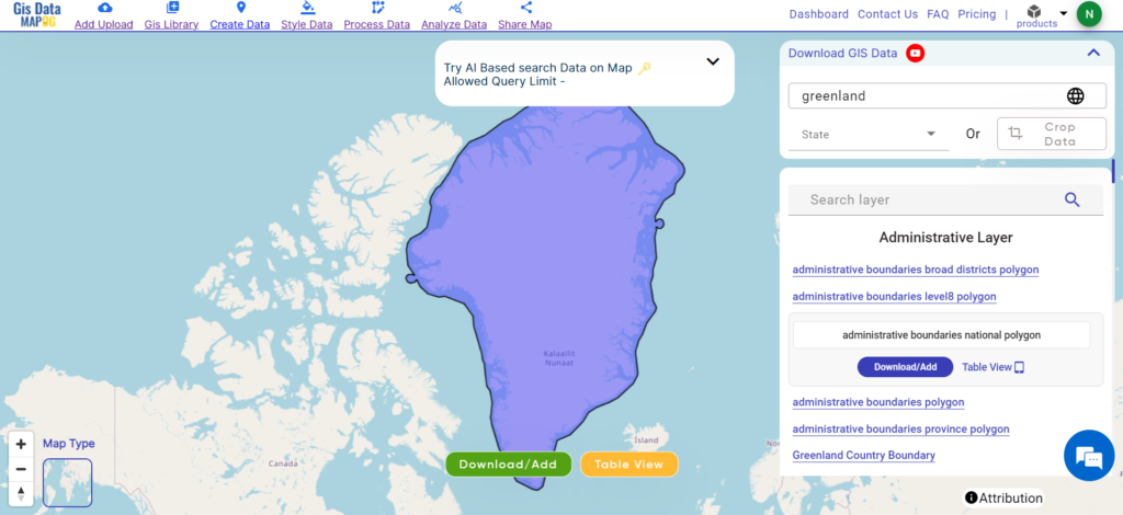 Download Greenland Administrative Boundary GIS Data