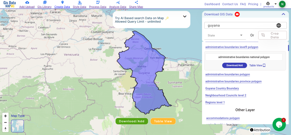 Download Guyana Administrative Boundary GIS Data