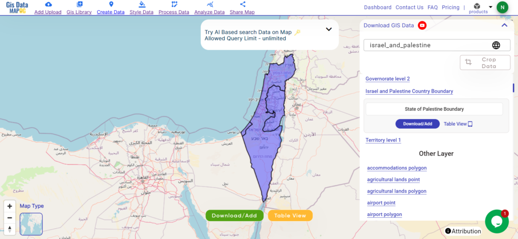 Israel And Palestine Administrative Boundary