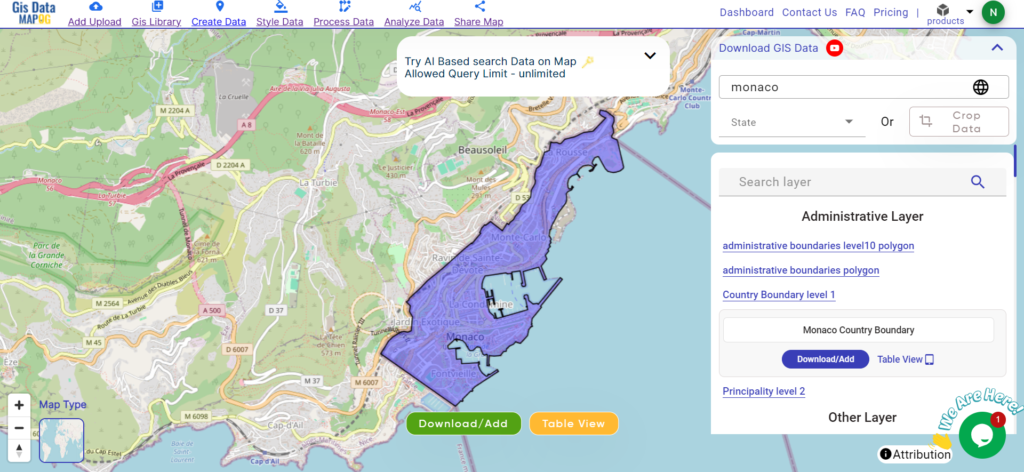 Monaco Administrative Boundary GIS Data
