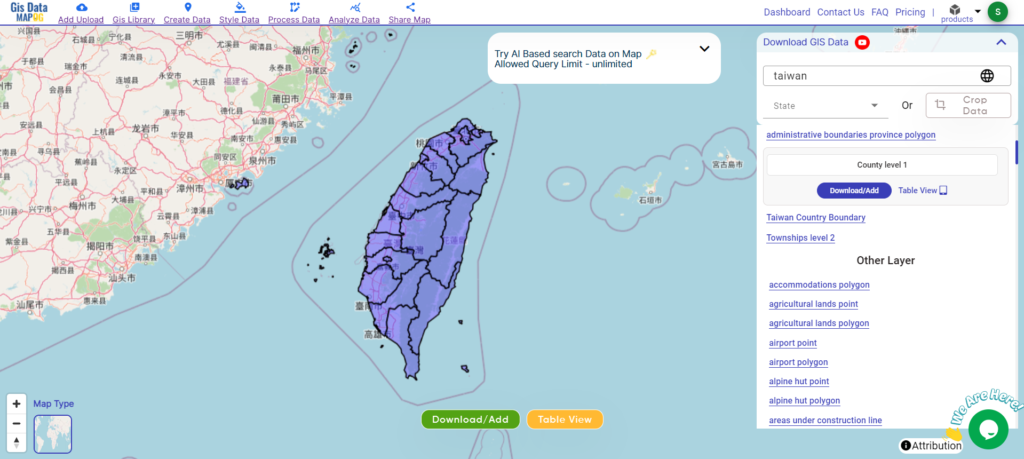 Taiwan Counties Boundary
