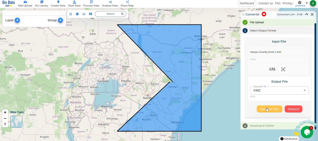 Converting KML to KMZ with MAPOG