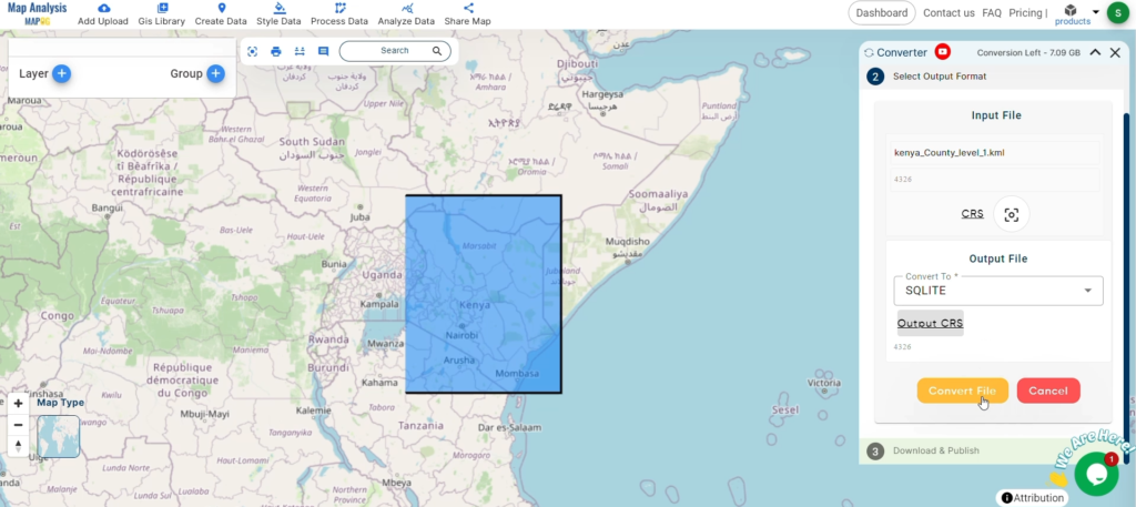 Start the Conversion Process-Converting KML to SQLite with MAPOG