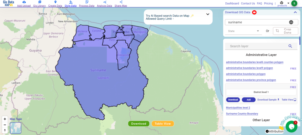 Suriname Districts Shapefile