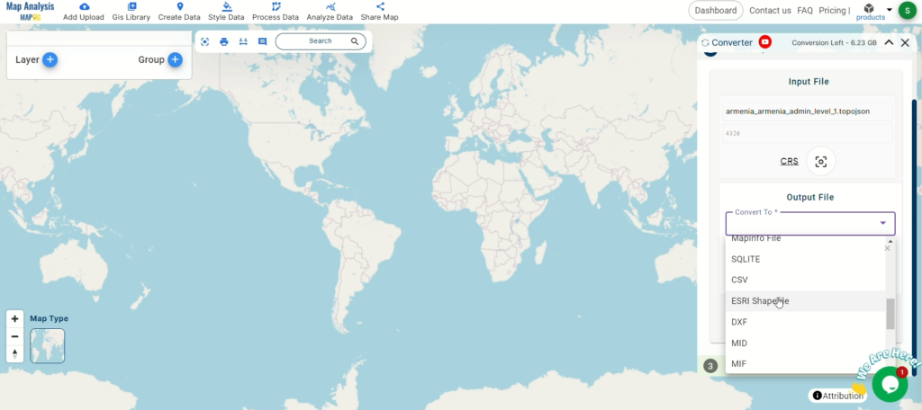 Choose Shapefile Format