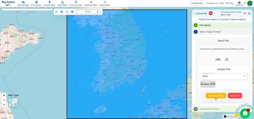 Converting DXF to GPS Online.